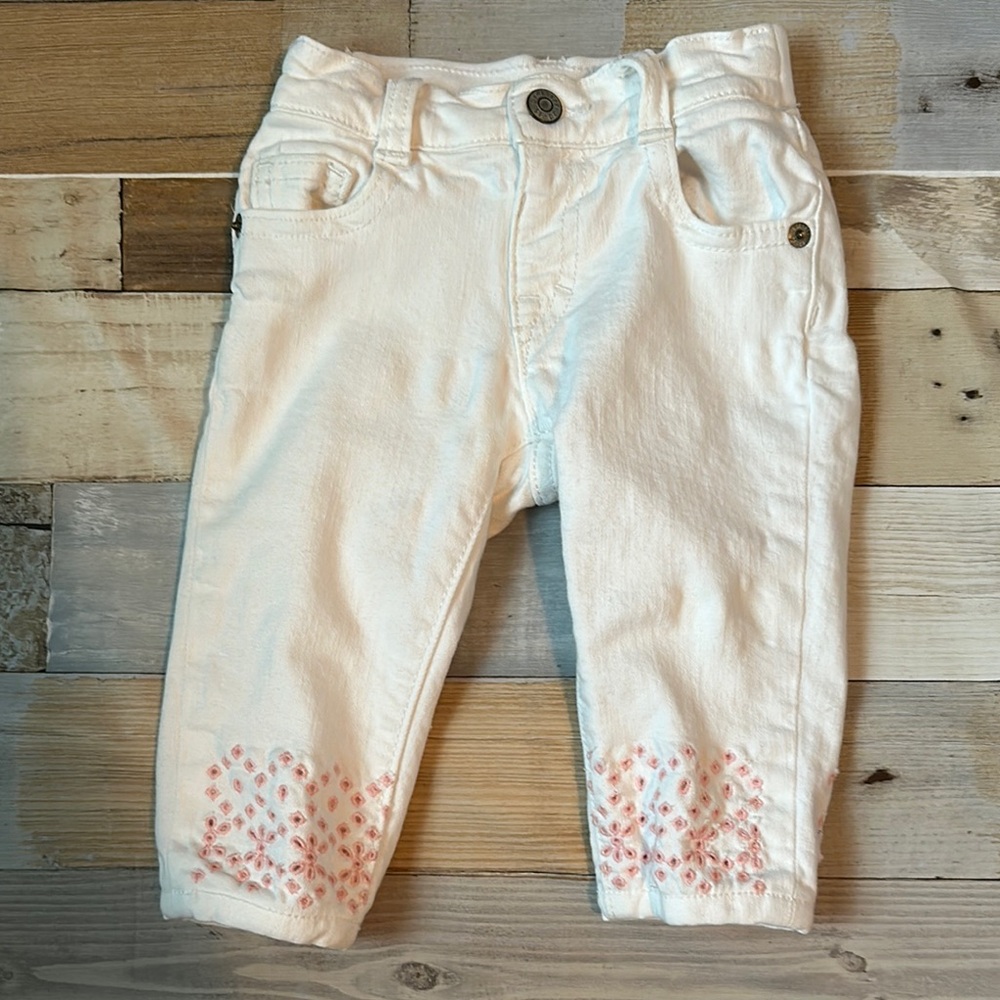 White Kids Bottoms with Pink Accents